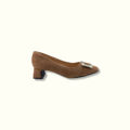 图片 FEX 123 女装麂皮闪石扣正装鞋 - 棕色
