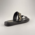 圖片 黑色雙寬帶金屬扣涼鞋 (Black double‑strap metallic buckle sandal)