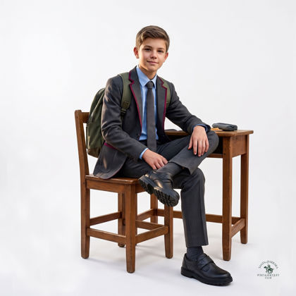 圖片 SANTA BARBARA POLO & RACQUET CLUB-黑色真皮學生鞋 (Black Genuine Leather School Shoes)